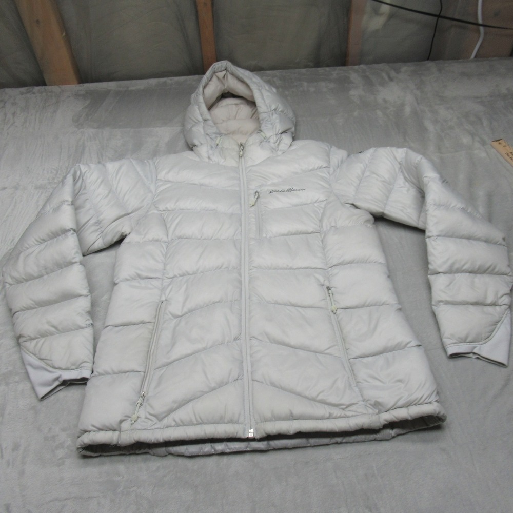 Eddie Bauer Down Jacket Womens Medium White First Ascent Insulated Light Puffer